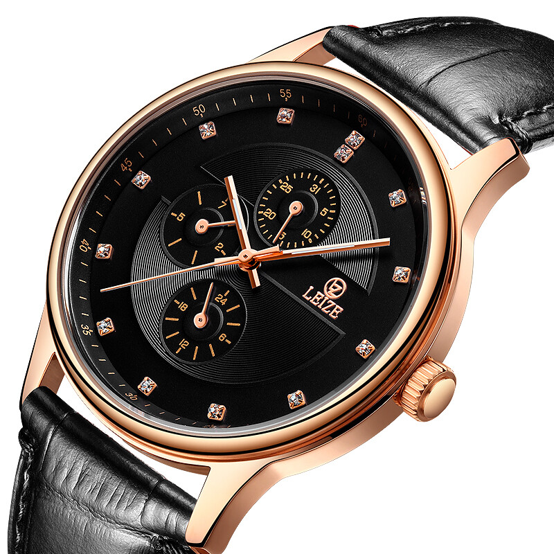 雷泽朗迪系列 玫瑰金黑面多功能运动腕表的时尚演绎